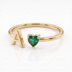 Adjustable Initial Birthstone Ring "Iris"