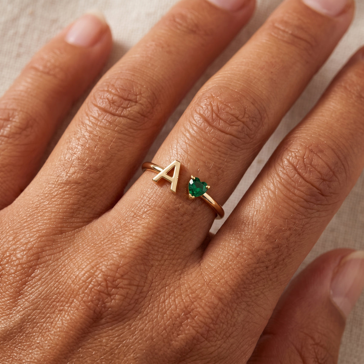 Adjustable Initial Birthstone Ring "Iris"