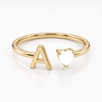 Adjustable Initial Birthstone Ring "Iris"